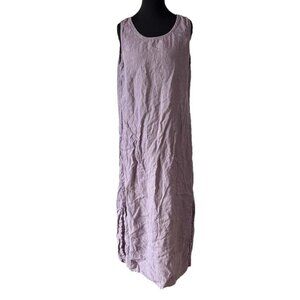 Vintage Donna Maxi Linen Dress Beach M Lavender Resort Boho Lagenlook Fairy